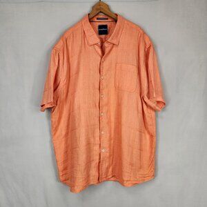 Tommy Bahama Button Up Men's Shirt 3XL Linen Short Sleeve Orange Beach Casual